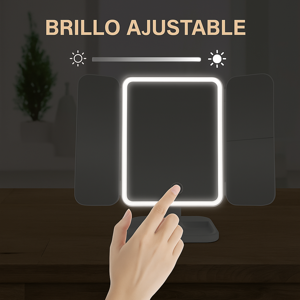 Espejo Luz LED Plegable Maquillaje