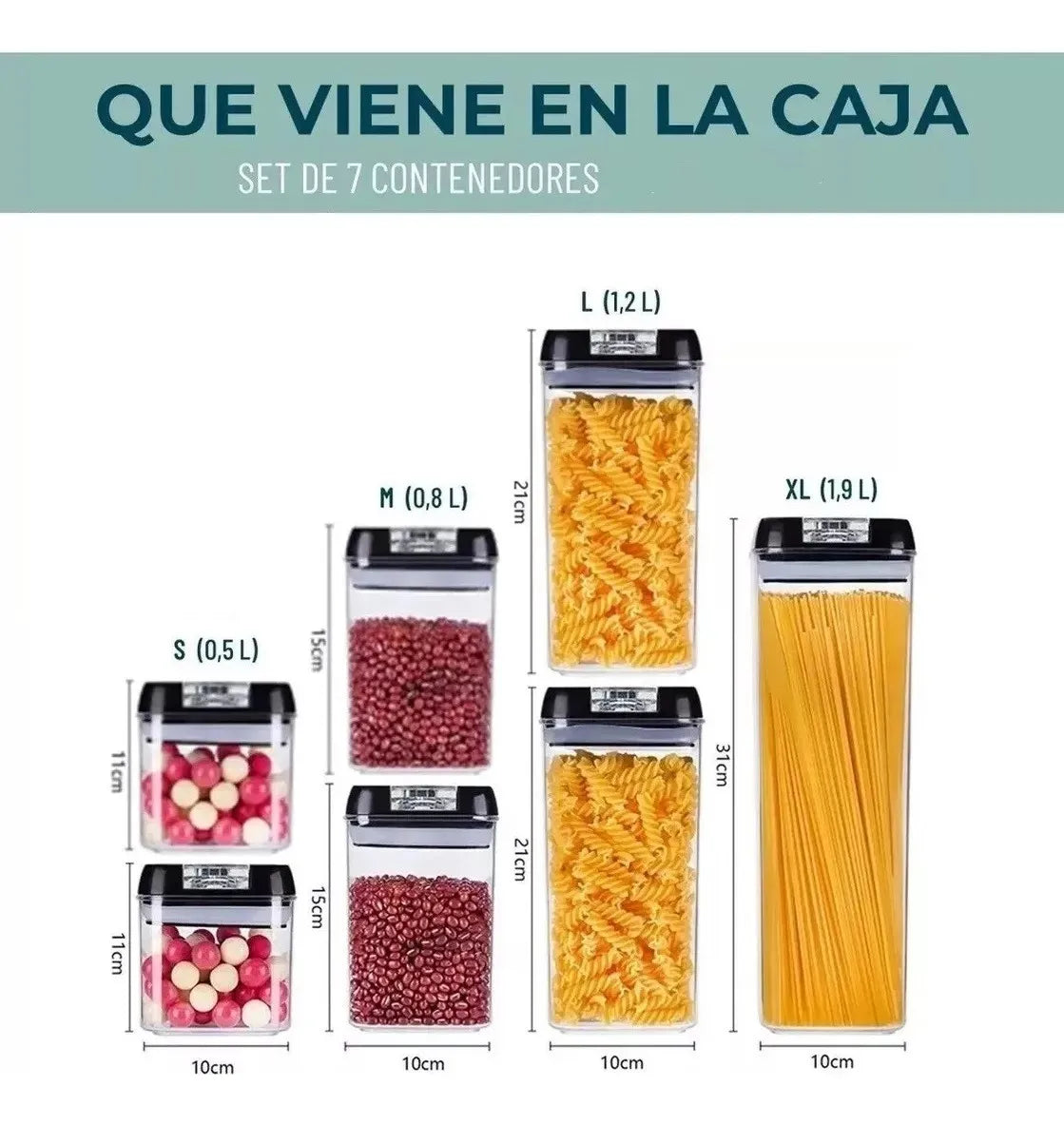 Set de 7 Recipientes Herméticos Airtight